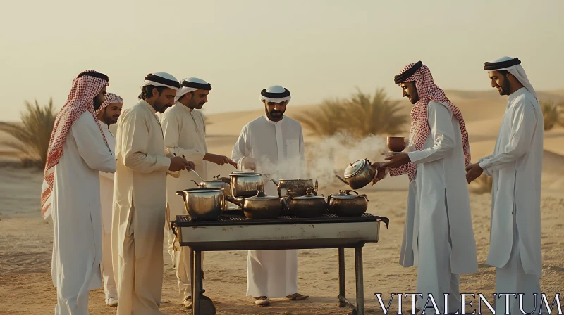 Desert Feast: A Gathering in Arabia AI Image