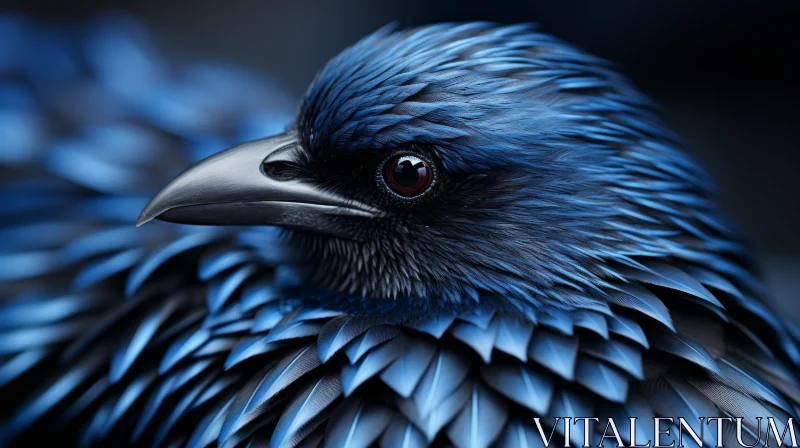 Blue Bird on Black Background: A Maori Art-Influenced Macro Photography AI Image