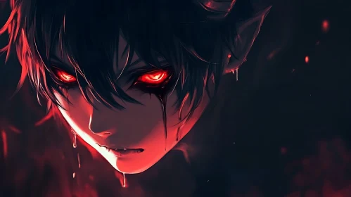 Crying Demon Anime Character Art