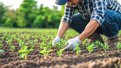 Agricultural Worker Planting Seedlings