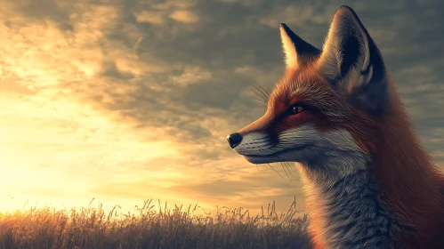Contemplative Fox in Golden Light