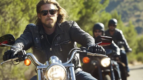 Motorcycle Riders on a Sunny Road