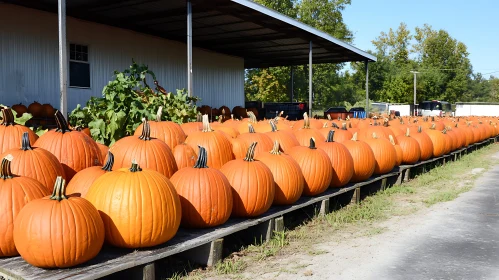 Rows of Pumpkins: A Seasonal Bounty