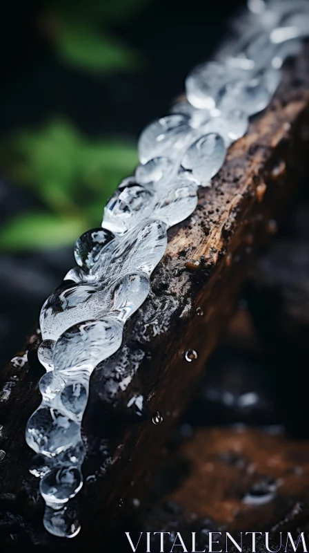 Water Droplets on a Log: A Nature-Inspired Composition AI Image