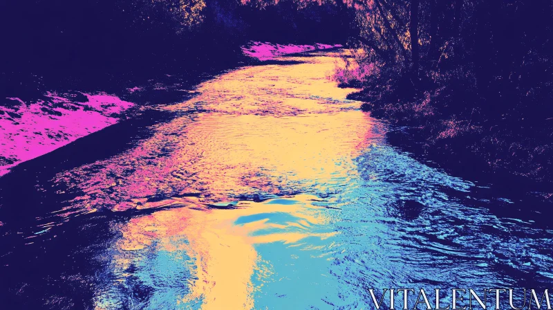 Abstract Nature River with Contrasting Colors