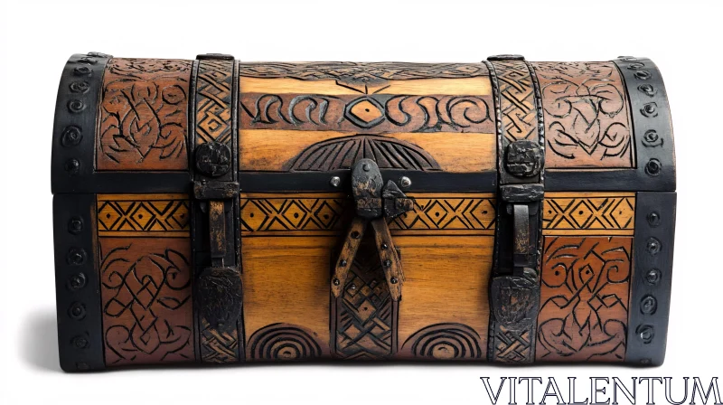 Vintage Wooden Chest with Intricate Carvings