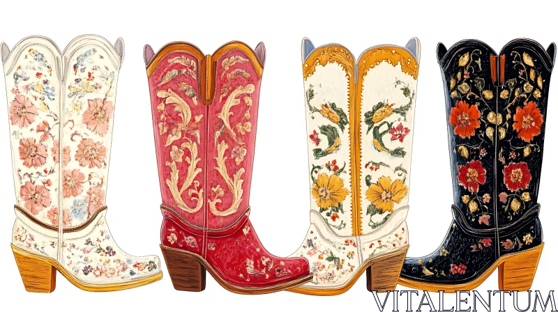 Cowboy Boots with Floral Design