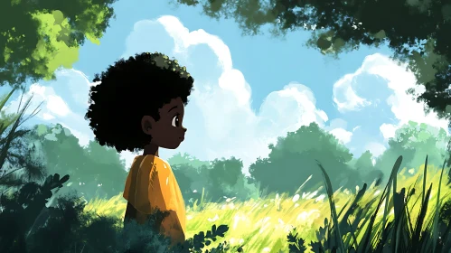Boy in Field Art