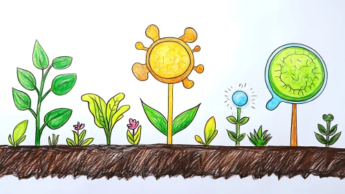 Whimsical Garden: A Colorful Plant Illustration