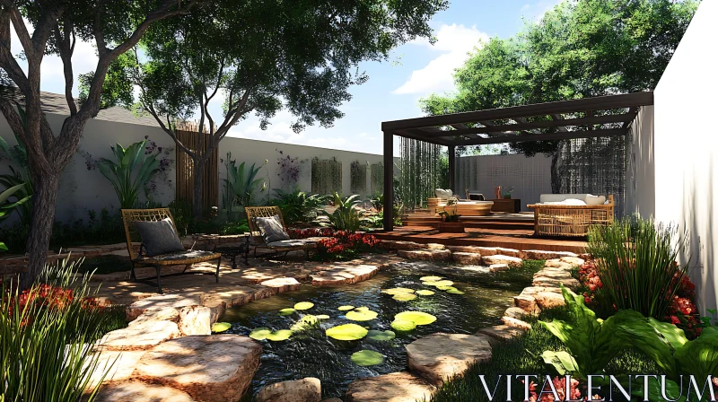 Serene Backyard Pond and Garden Design