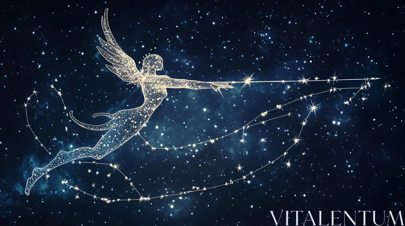 Winged Figure Creating Constellations Artwork