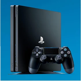 Black Console with Controller on Blue