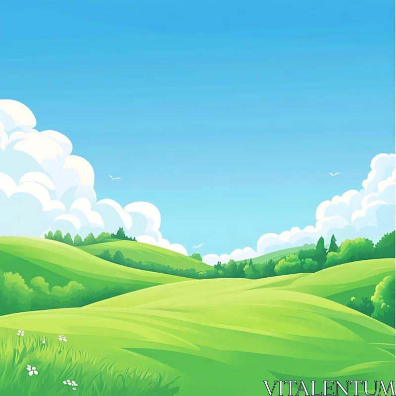 Peaceful Green Hills Landscape