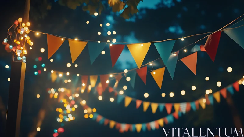 Festive Pennants Under Night Lights