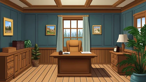 Traditional Office Room with Wooden Accents