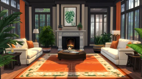 Cozy Living Room with Fireplace