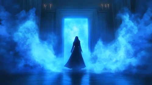 Figure in Blue Light