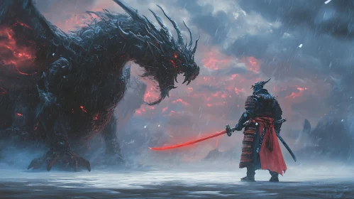 Dragon Showdown: A Warrior's Stand