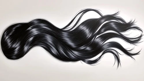 Glossy Black Hair on White Background
