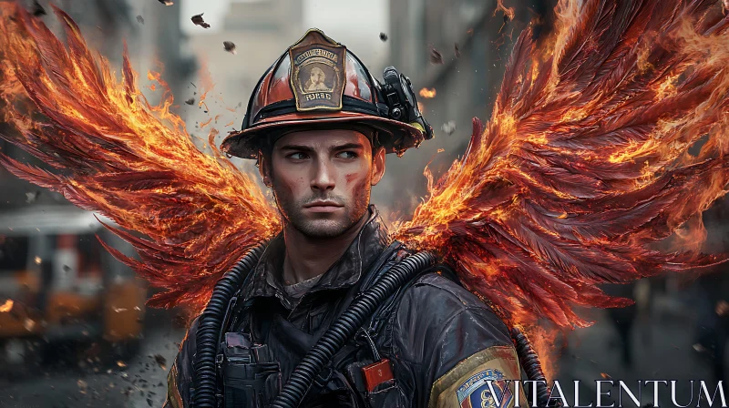 Winged Firefighter Hero Portrait