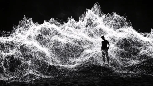 Monochrome Abstract with Figure Silhouette