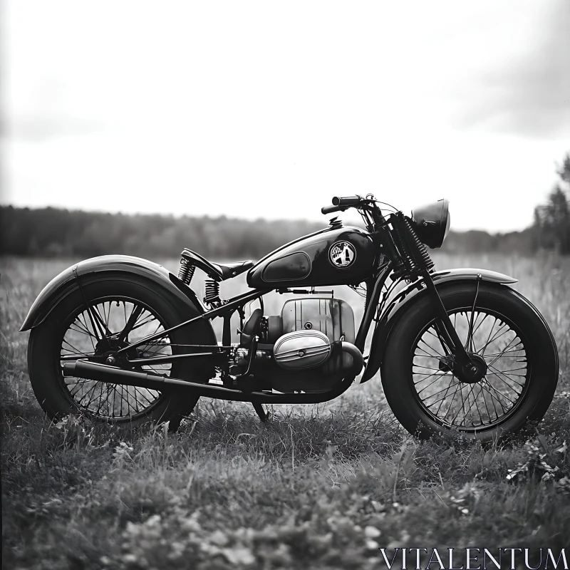 Classic Motorcycle in Black and White