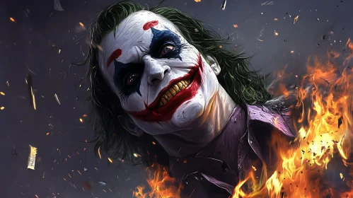 Fiery Clown Villain Digital Painting