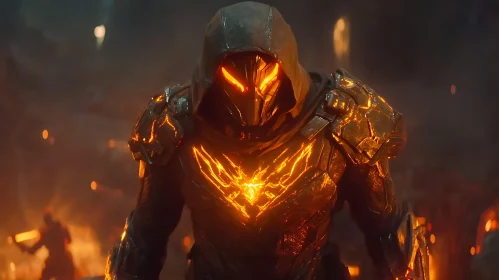 Glowing Armor in Dark Ambiance