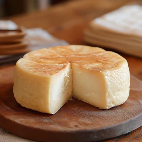 Delicious Cheese on Rustic Wooden Board
