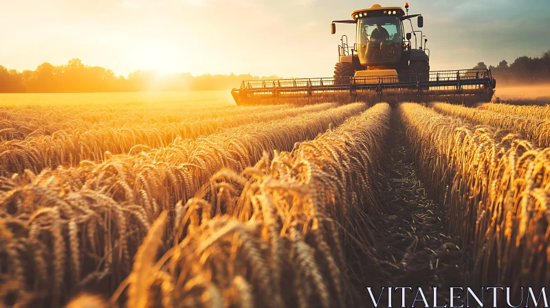 Agricultural Harvest at Sunset