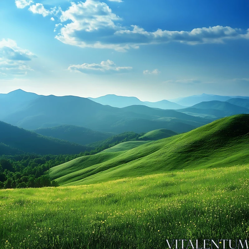 Rolling Green Hills Serene Landscape