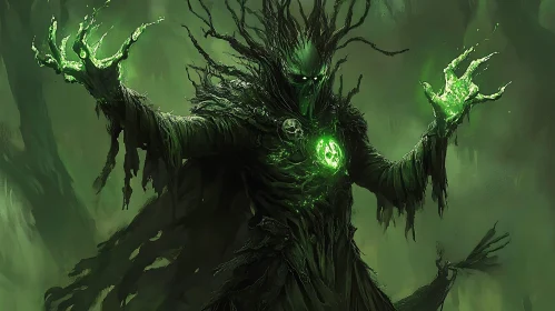 Mystic Forest Entity with Green Aura