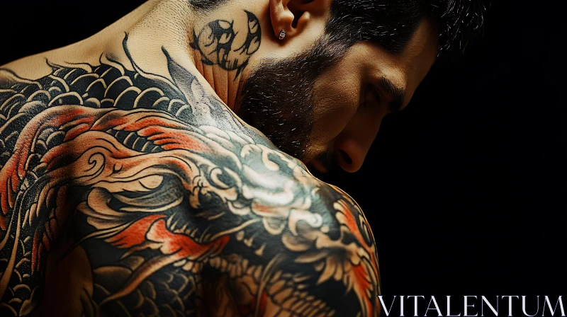 Intricate Tattoo Design on Man's Upper Body
