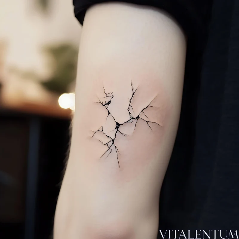 AI ART Fractured Skin Tattoo on Arm