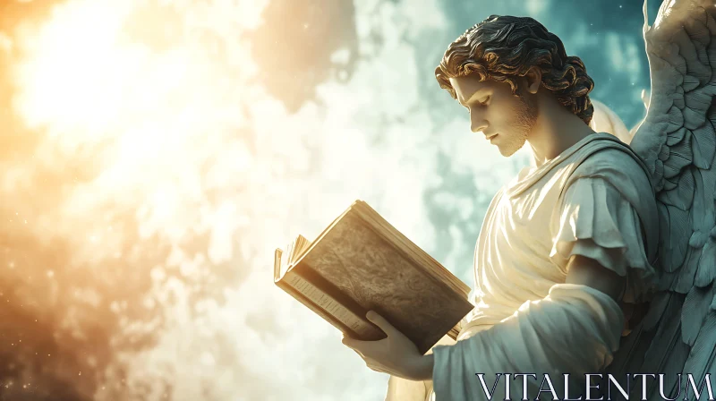 Serene Angel with Book AI Image