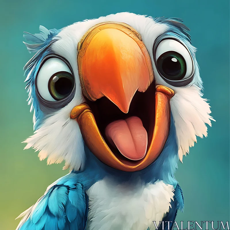 Cheerful Cartoon Bird Close-Up