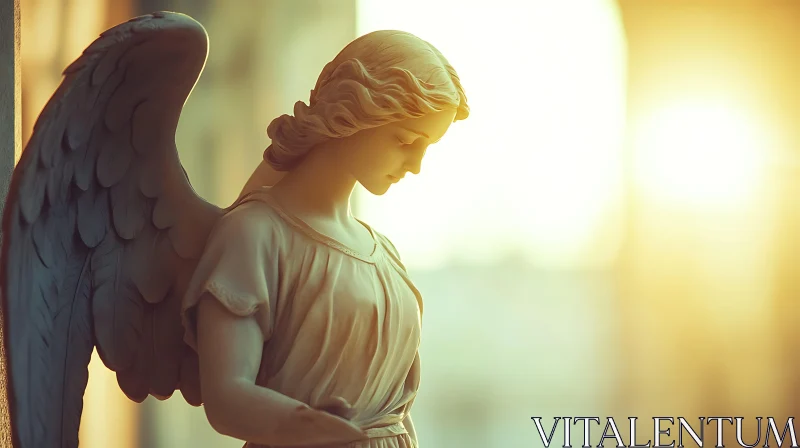 Angel Statue with Wings AI Image