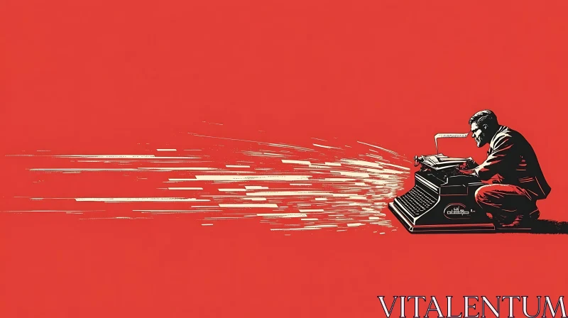 Man Typing on Classic Typewriter