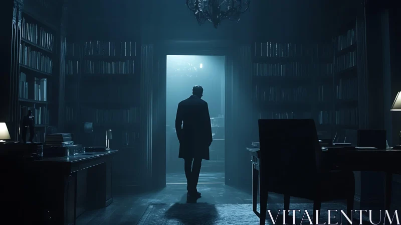 Silhouette in Library Doorway
