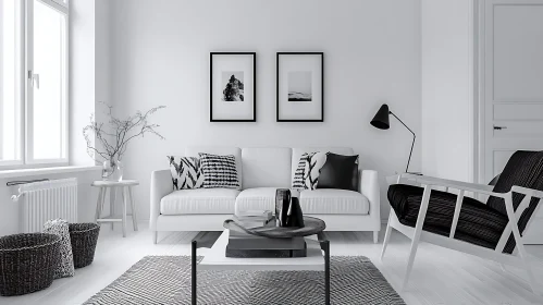 Minimalist Black and White Living Room