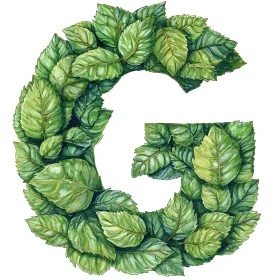 Green Letter G Made of Leaves