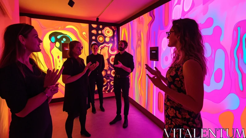 Group Discussion in Vivid Abstract Art Installation