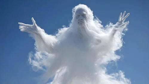 White Figure Skyward: An Ethereal Vision