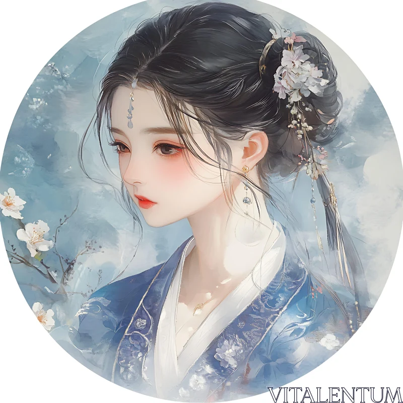 Serene Woman in Blue Robe