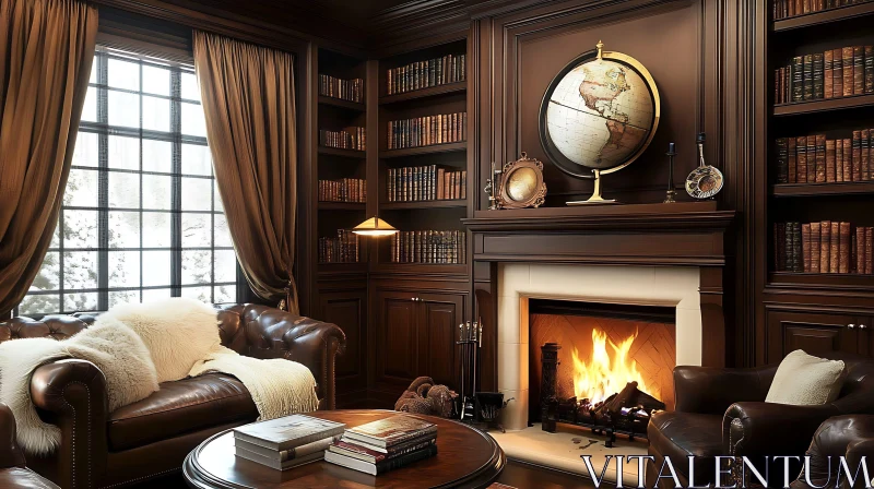 Cozy Reading Room with Fireplace