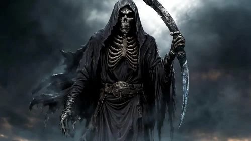 Death Figure with Scythe Illustration