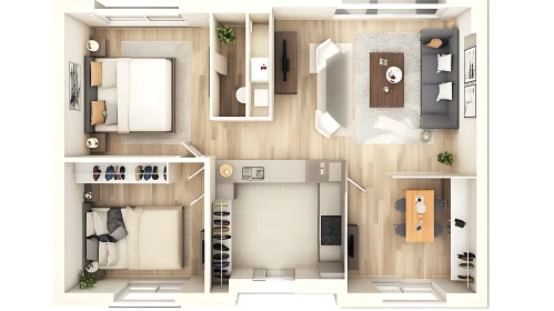 Stylish Two Bedroom Apartment Layout