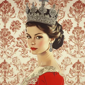 Vintage Style Woman with Crown