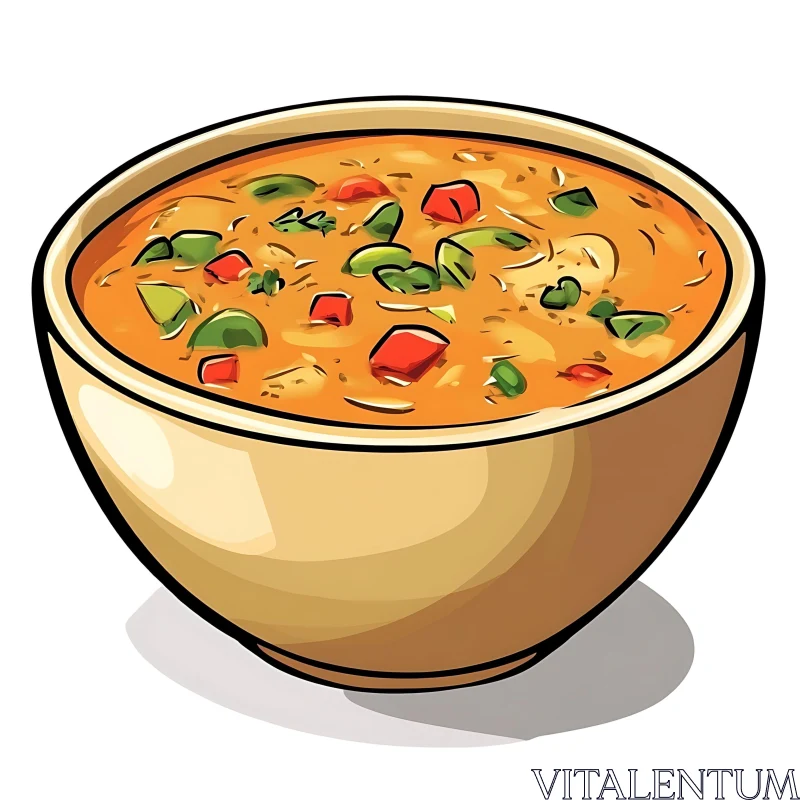 Bowl of Vegetable Soup Illustration