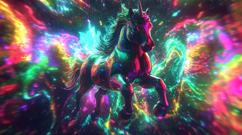 Cosmic Unicorn Run Abstract Painting